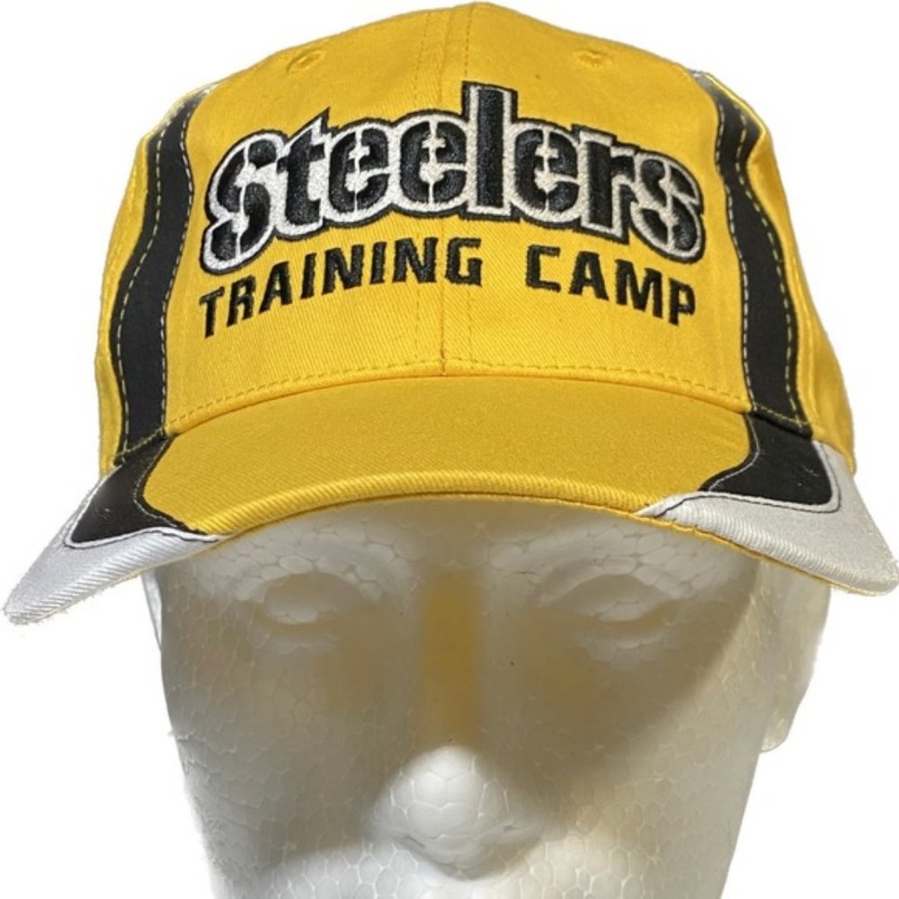 Pittsburgh Steelers yellow and black hat with Velcro adjustable strap. HDS Headw